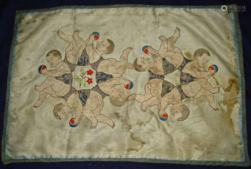 Mongolian Tibetan Antique Buddhist Applique Thanka.