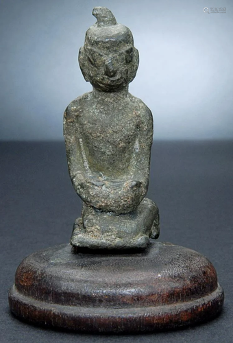 MONK , 18th Century Burma , Bronze, 3 Inches Tall