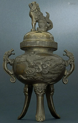 19th Century Chinese, Bronze INCENSE BURNER- heavy