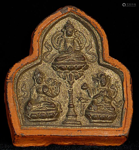 19th C Buddhist clay votive from Tibet/Mongolia is