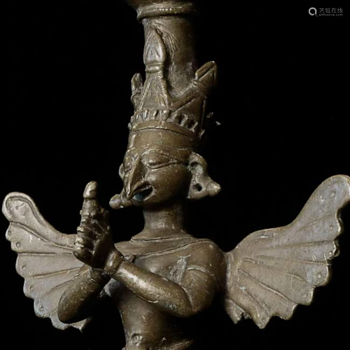 17/18thC Bronze Garuda - 7.75" tall- India, Well Cast