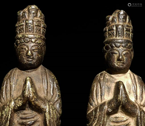 Rare Pair of antique Japanese Bodhisattvas. Purchased