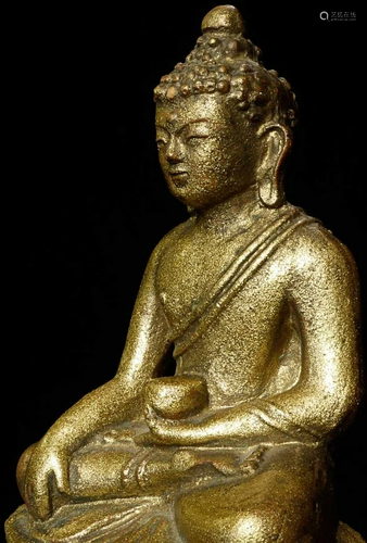 Nice old Mongolian Terracotta Buddha. Gilding probably