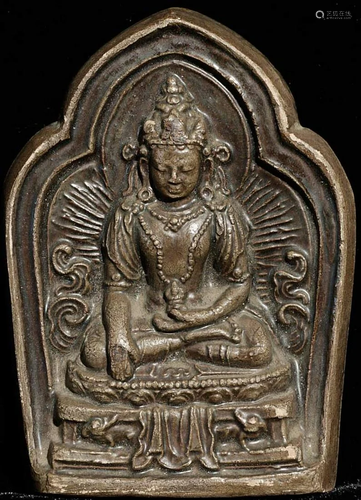 Antique Mongolian Bodhisattva tablet. Beauty!3 7/8"