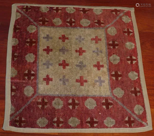 Circa 1900 inner Mongolian sitting rug measures 22.5" x