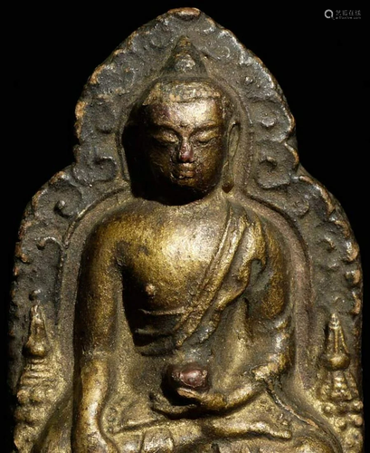 Classic 18/19thC Tibetan Terracotta Buddha. Serene