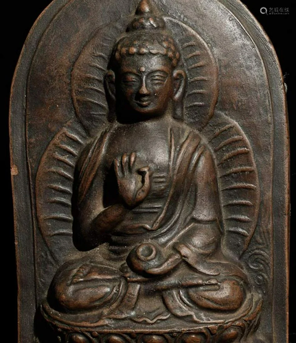 Nice vintage Mongolian Buddha tablet. Back appears