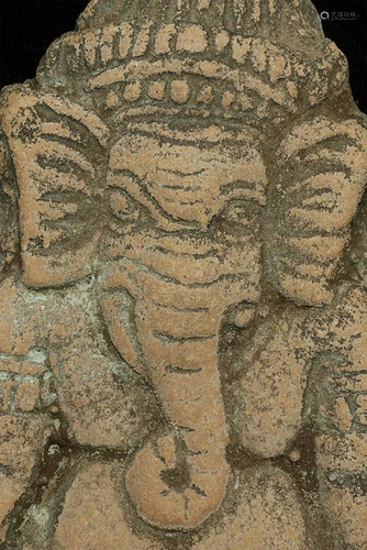 19thC Thai clay tablets Hanuman and Ganesh -Two