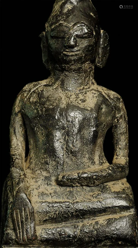 17/18thC Burmese Lacquer Buddha in unique folk style. Deligh...