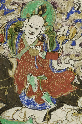 Great detail in this small antique Mongolian Thangka.