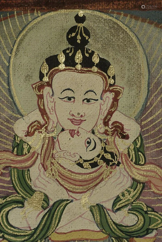 Decorative small antique Mongolian thangka.