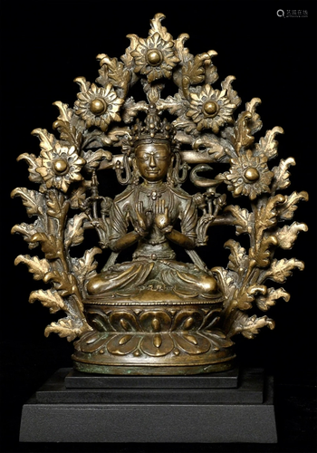 14/15thC Tibetan Bronze Buddha/Bodhisattva combined with an ...