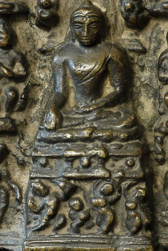 BUDDHA 10th - 12th Century India Bronze, 5 Inches Tall