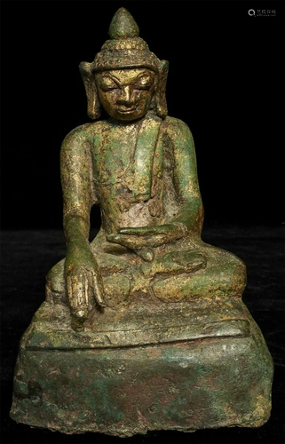 14/15thC Mon Burmese Buddha. Sits 5.75 inches tall.