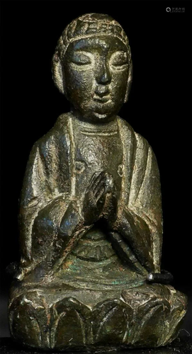 Very early solid-cast bronze Buddha-(pre-Ming) Chinese or Ka...