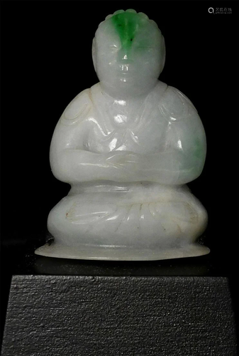 18/19 Century Jadite Buddha- Apple green mark in forehead. S...