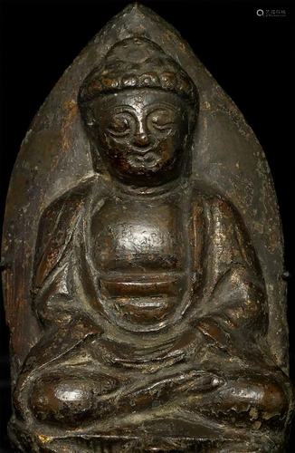 13thC Japanese Bronze Buddha Plaque, Likely center of Buddhi...