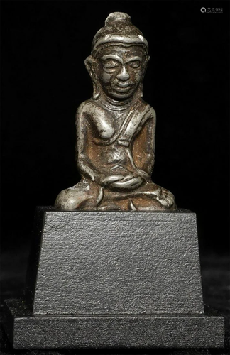 18thC high-silver content solid cast Laos Buddha.