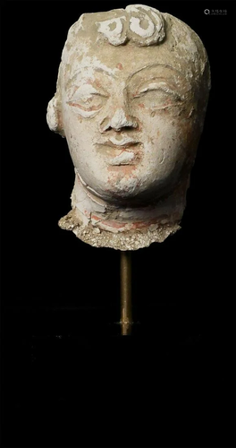 Classic 2-4thC Gandharan head made of stucco on a