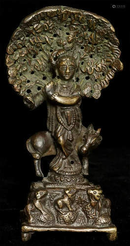 Indian Krishna bronze circa 1900. Measures 5 1/8 inches