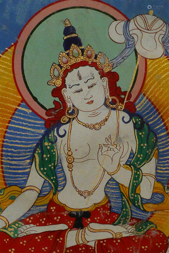 Tibetan or Mongolian antique thangka of White Tara,