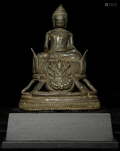 Wonderful 17thC solid-cast Cambodian Bronze Buddha-