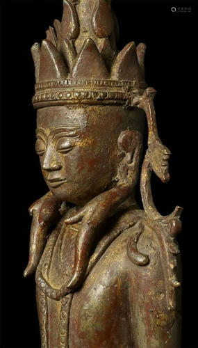 Rare 16/17th Standing Burmese "Jambupati" Bronze