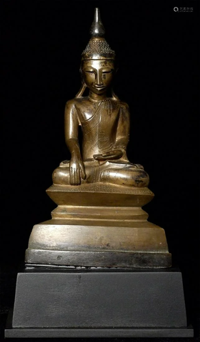 Good Burmese Shan Buddha. 7 5/8 inches tall, 9.5 inches