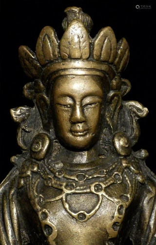 Unusual antique Tibetan or Mongolian Bodhisattva.