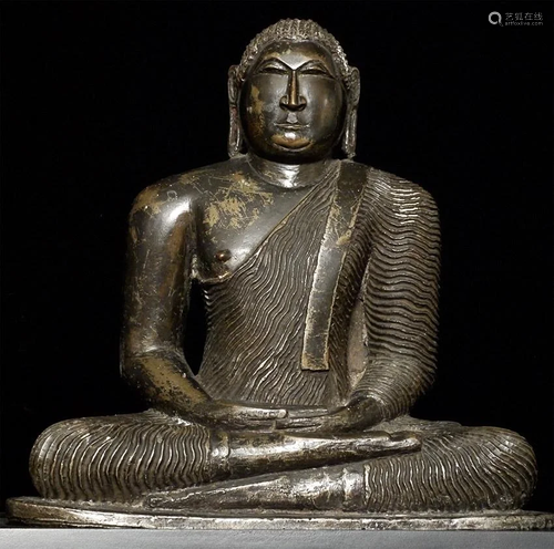 18thC or earlier Large Sri Lankan Solid Cast Buddha