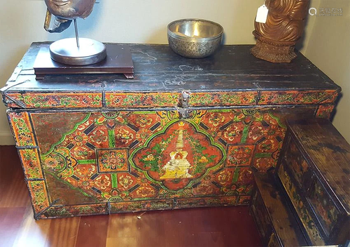 Early Tibetan chest from the Estate of the great Comedian Ga...