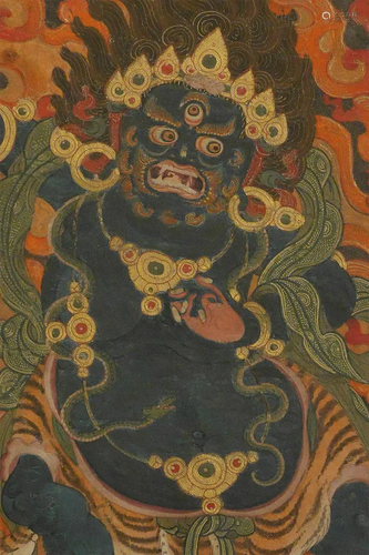 Vibrant and extremely finely painted Tibetan Thangka