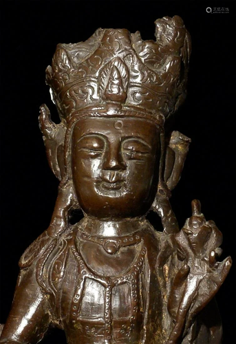 15th/16thC Ming bronze Buddha/Bodhisattva. Losses as