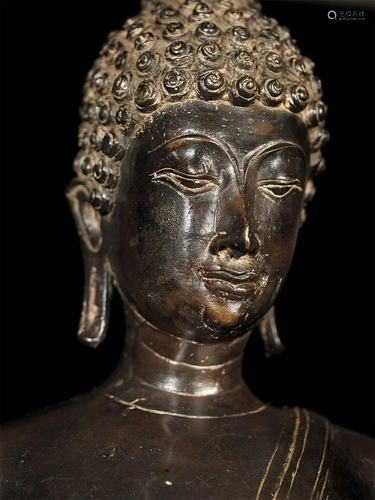 Superb late 19thC Thai Bronze Walking Buddha. Large at