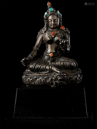 Antique Solid Cast Bronze Mongolian Bodhisattva