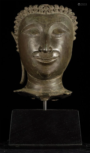 Very fine 14thC Classic Thai Sukhothai Buddha head.