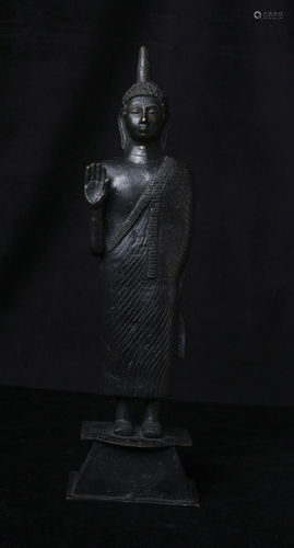 Large Old Solid-Cast Sri Lanka Budha TWENTY inches tall