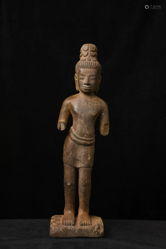 10thC or earlier Standing Khmer Stone Buddha/Bodhisattva- Fi...