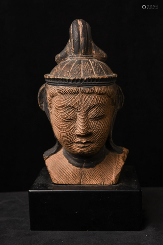 Japanese Bodhisattva head cast of lightweight composite mate...