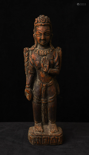 Vintage/antique Nepalese wooden Bodhisattva.