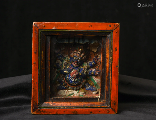 Mongolian Gau Box with Fierce Buddhist Deity