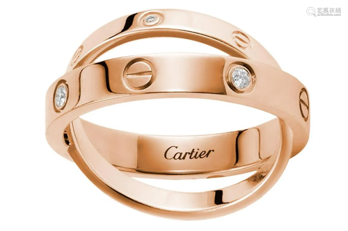 18K ROSE GOLD DIAMOND CARTIER LOVE RING