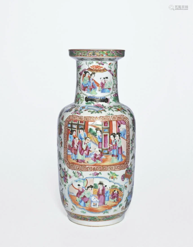 CHINESE PORCELAIN FAMILLE ROSE FIGURES VASE