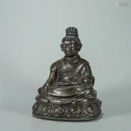 TIBETAN BRONZE SEATED GURU