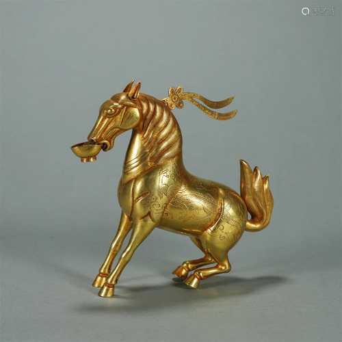 CHINESE GILT SILVER TABLE HORSE