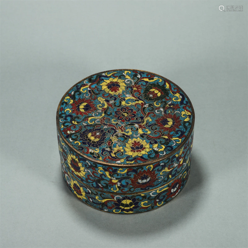 CHINESE CLOISONNE FLOWER LIDDED ROUND BOX