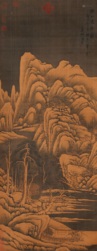 CHINESE SCROLL PAINTING OF MOUNTAIN VIEWS SIGNED BY ZHOUCHEN