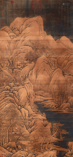 CHINESE SCROLL PAINTING OF MOUNTAIN VIEWS SIGNED BY SHENZHOU