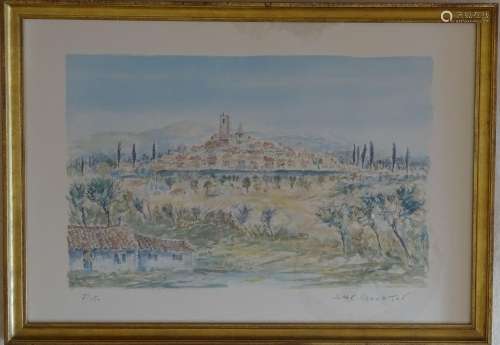 STEPHANE H.C GOURJON (1912-) Paysage provencal, gravure enca...