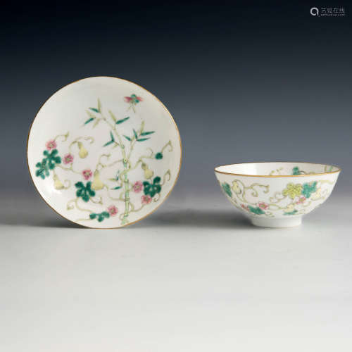 A Chinese famille rose bowl and plate  Guangxu period 清光緒...